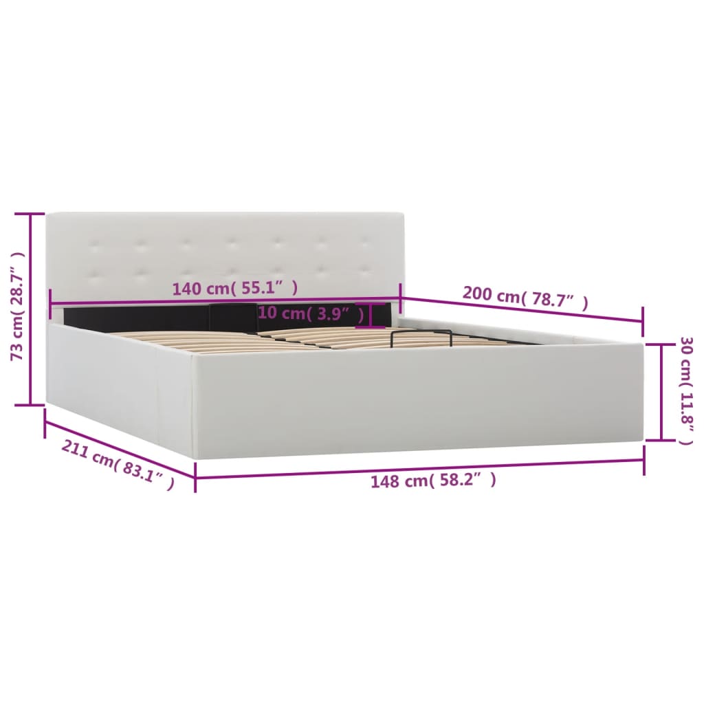 Cadre de lit avec rangement hydraulique 140x200 cm similicuir