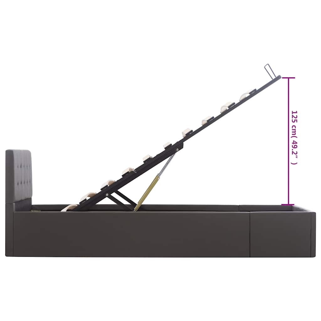 Cadre de lit à rangement hydraulique Gris Similicuir 90x200 cm - XIOS