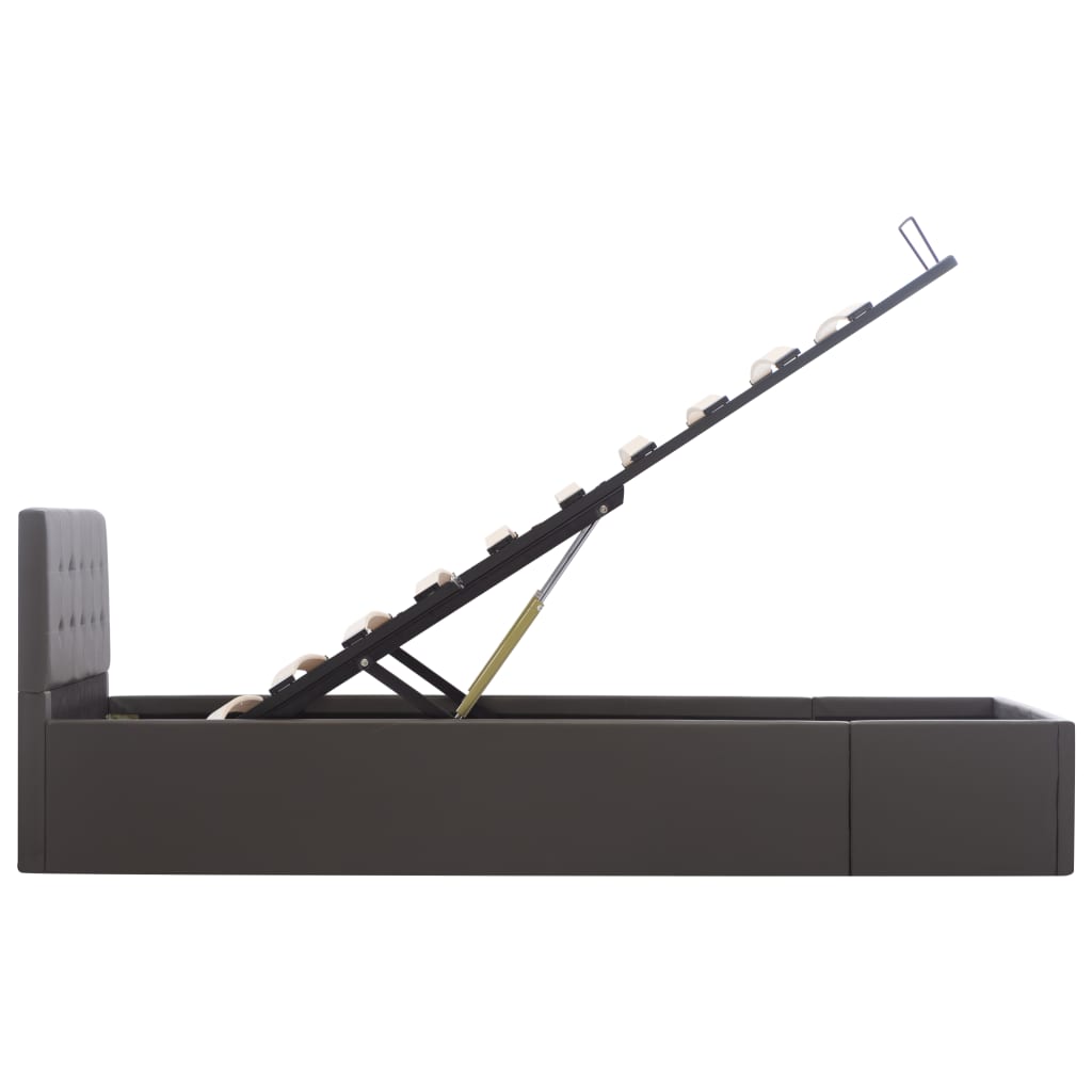 Cadre de lit à rangement hydraulique Gris Similicuir 90x200 cm - XIOS