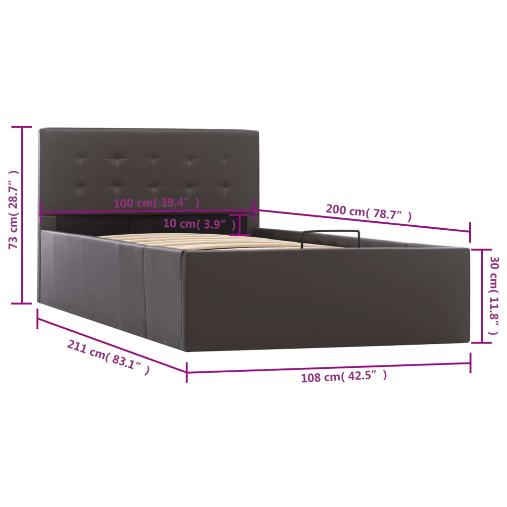 Cadre de lit à rangement hydraulique sans matelas 100x200 cm - XIOS
