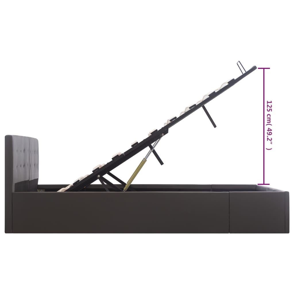 Cadre de lit à rangement hydraulique Gris Similicuir 160x200 cm - XIOS