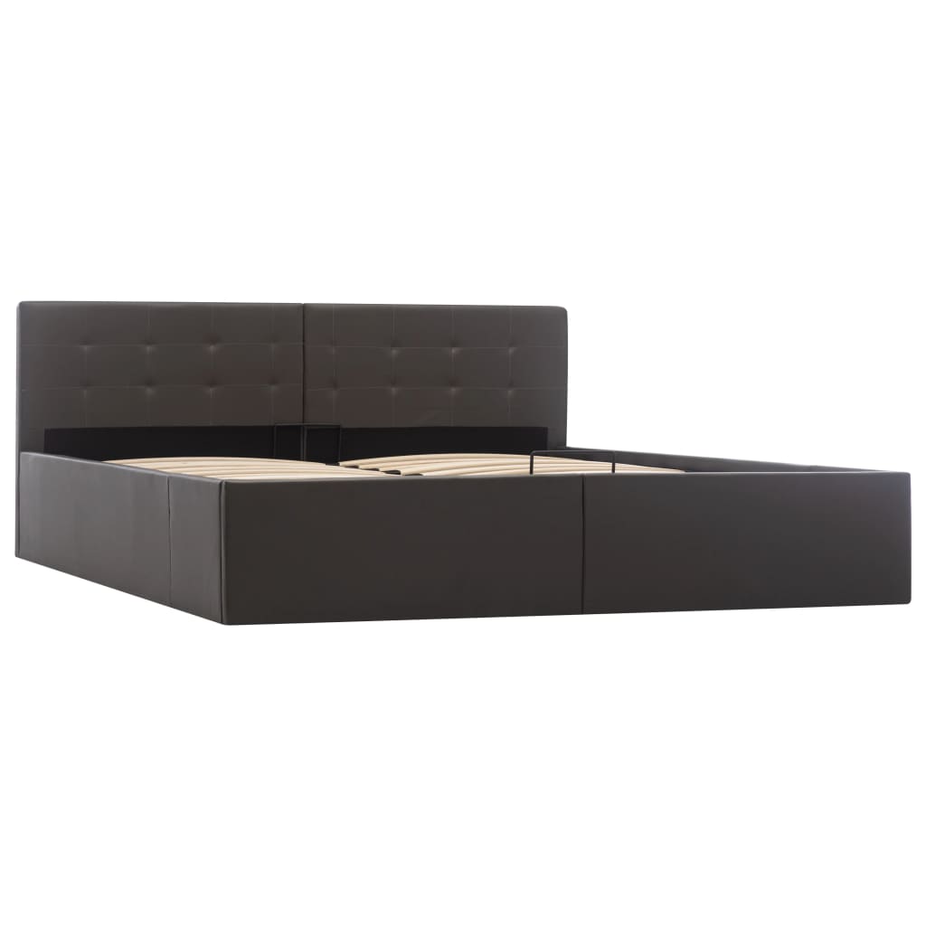 Cadre de lit à rangement hydraulique Gris Similicuir 160x200 cm - XIOS