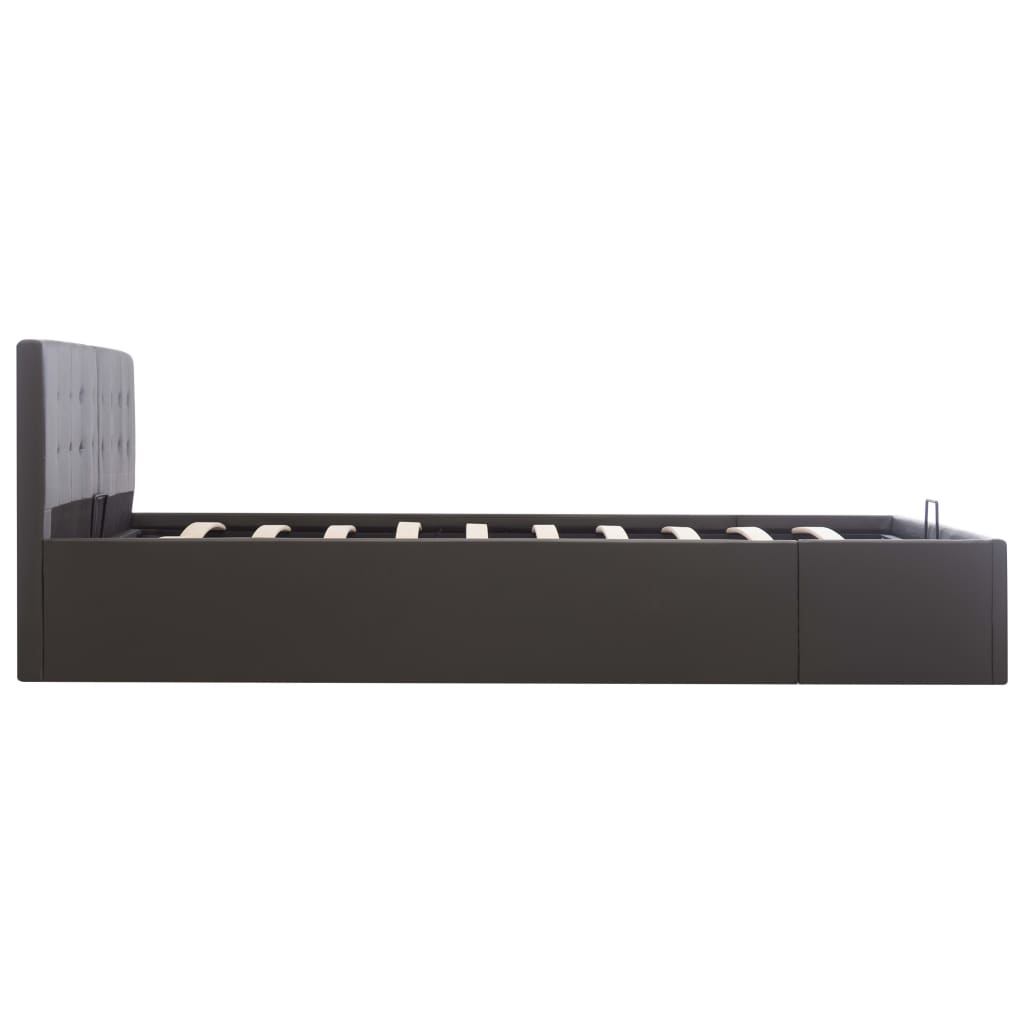 Cadre de lit à rangement hydraulique Gris Similicuir 160x200 cm - XIOS