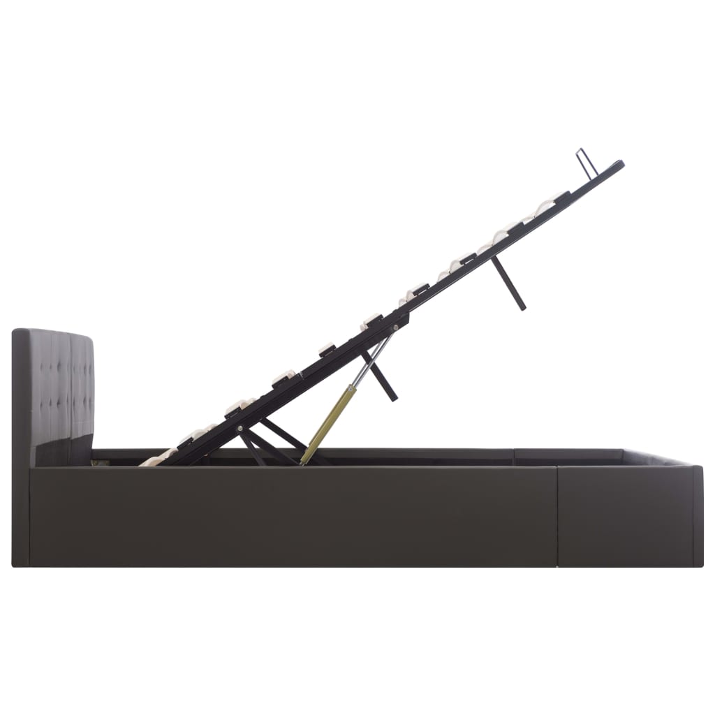 Cadre de lit à rangement hydraulique Gris Similicuir 160x200 cm - XIOS