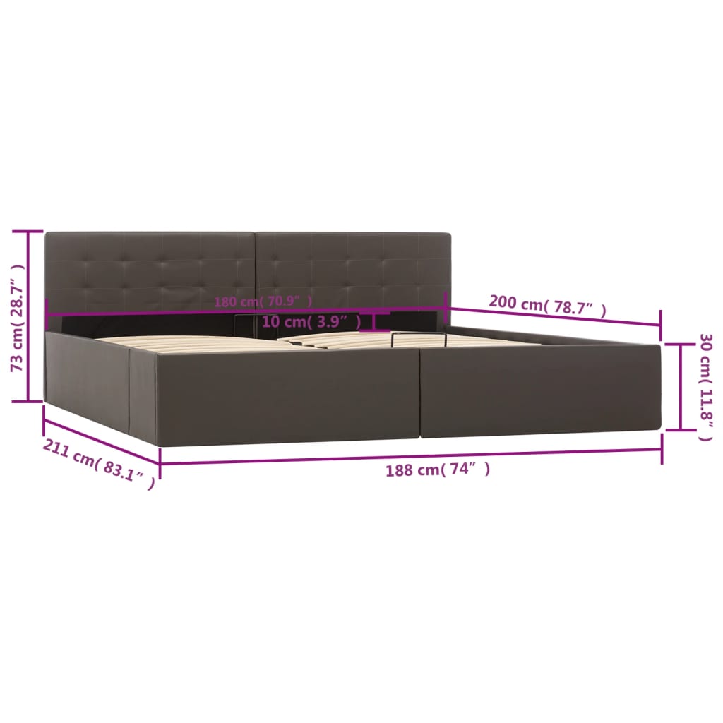 Cadre de lit avec rangement hydraulique Similicuir 180x200 cm - XIOS