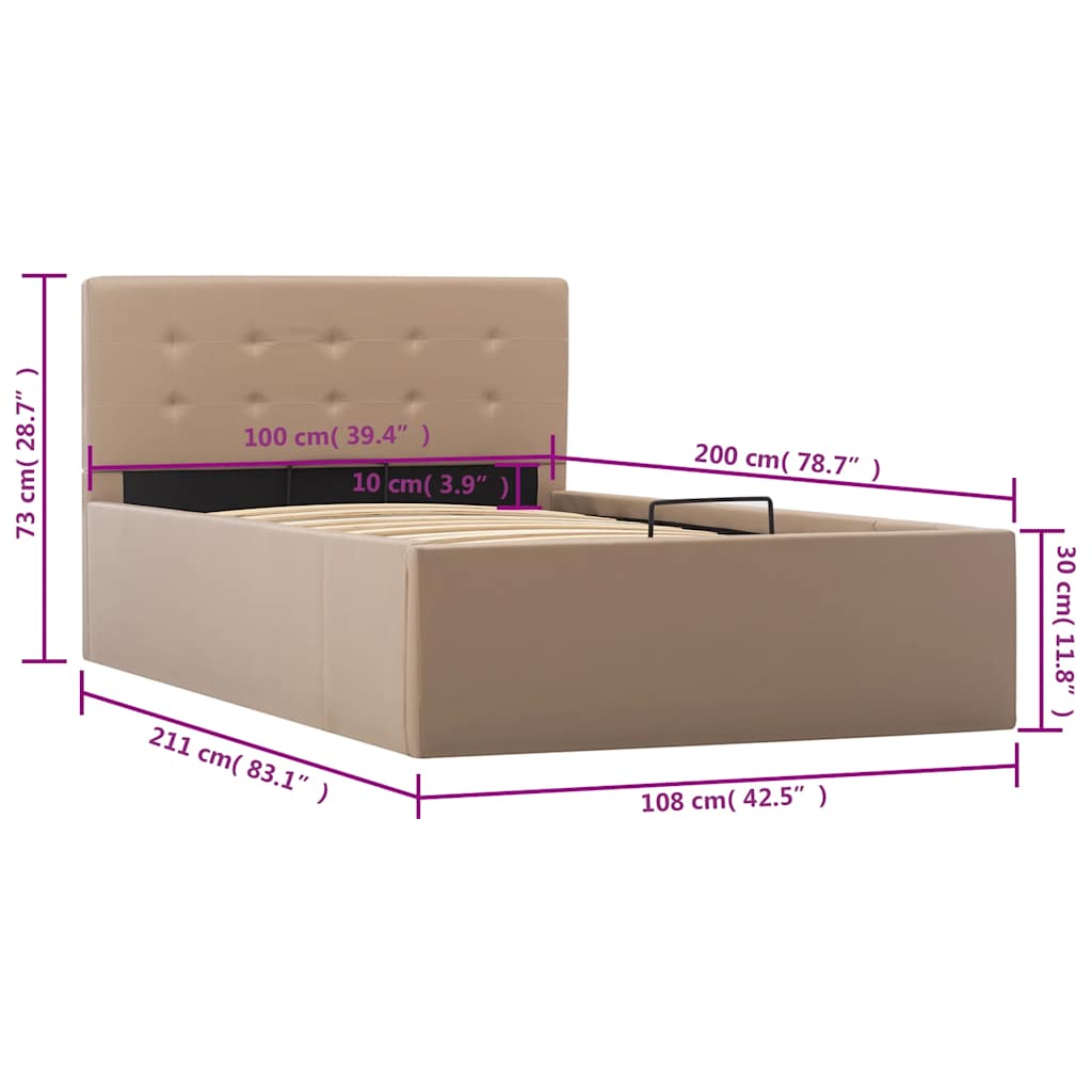 Cadre de lit à stockage Cappuccino Similicuir 100x200cm - XIOS