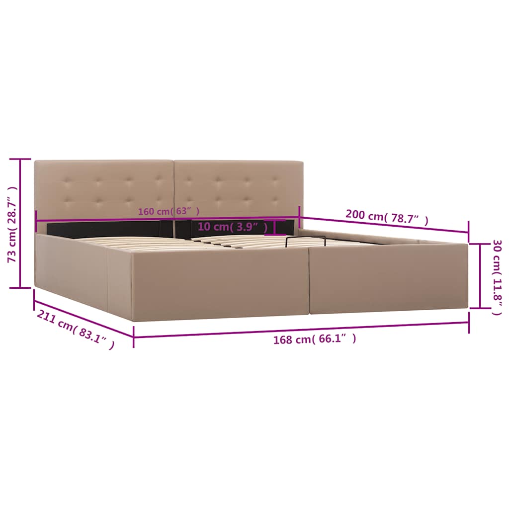 Cadre de lit avec rangement hydraulique Similicuir 160x200 cm - XIOS