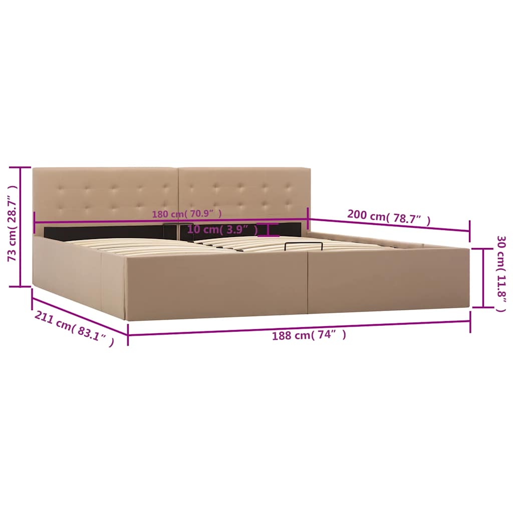 Cadre de lit avec rangement hydraulique Similicuir 180x200 cm - XIOS