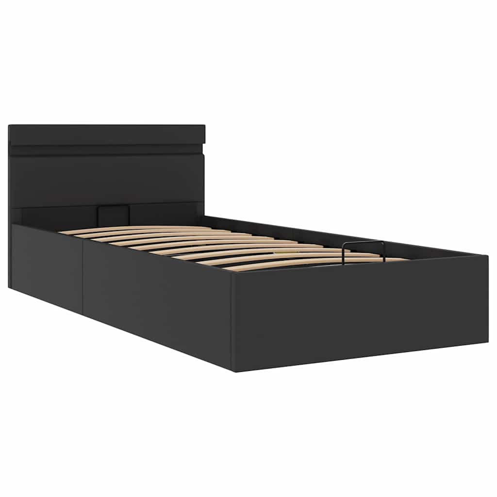 Cadre de lit à rangement hydraulique sans matelas avec LED noir - XIOS