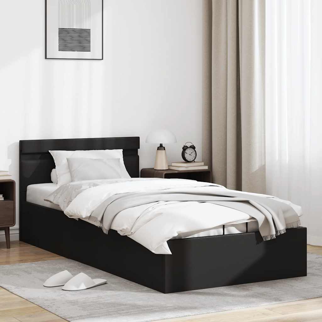 Cadre de lit à rangement hydraulique sans matelas avec LED noir - XIOS