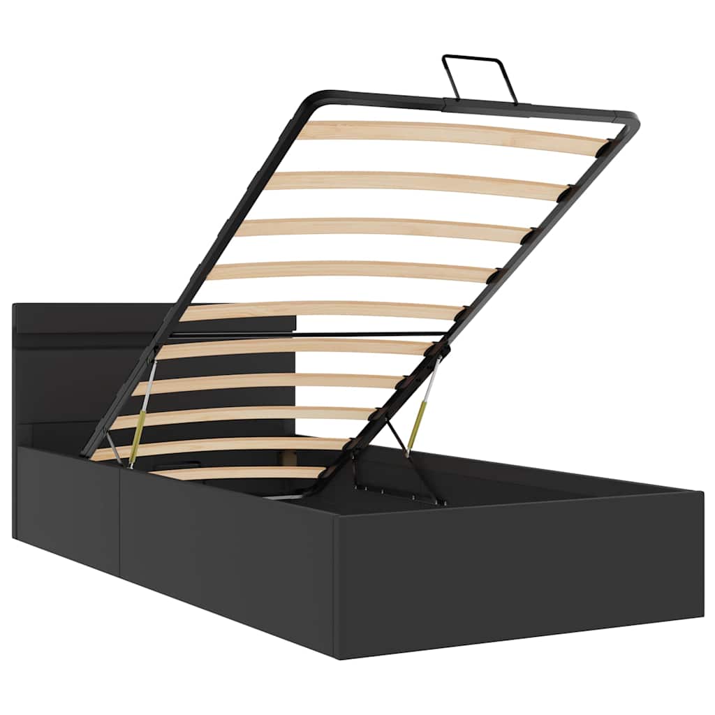 Cadre de lit à rangement hydraulique sans matelas avec LED noir - XIOS