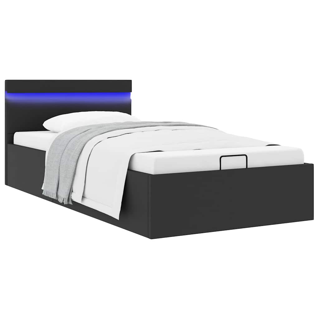 Cadre de lit à rangement hydraulique sans matelas avec LED noir - XIOS