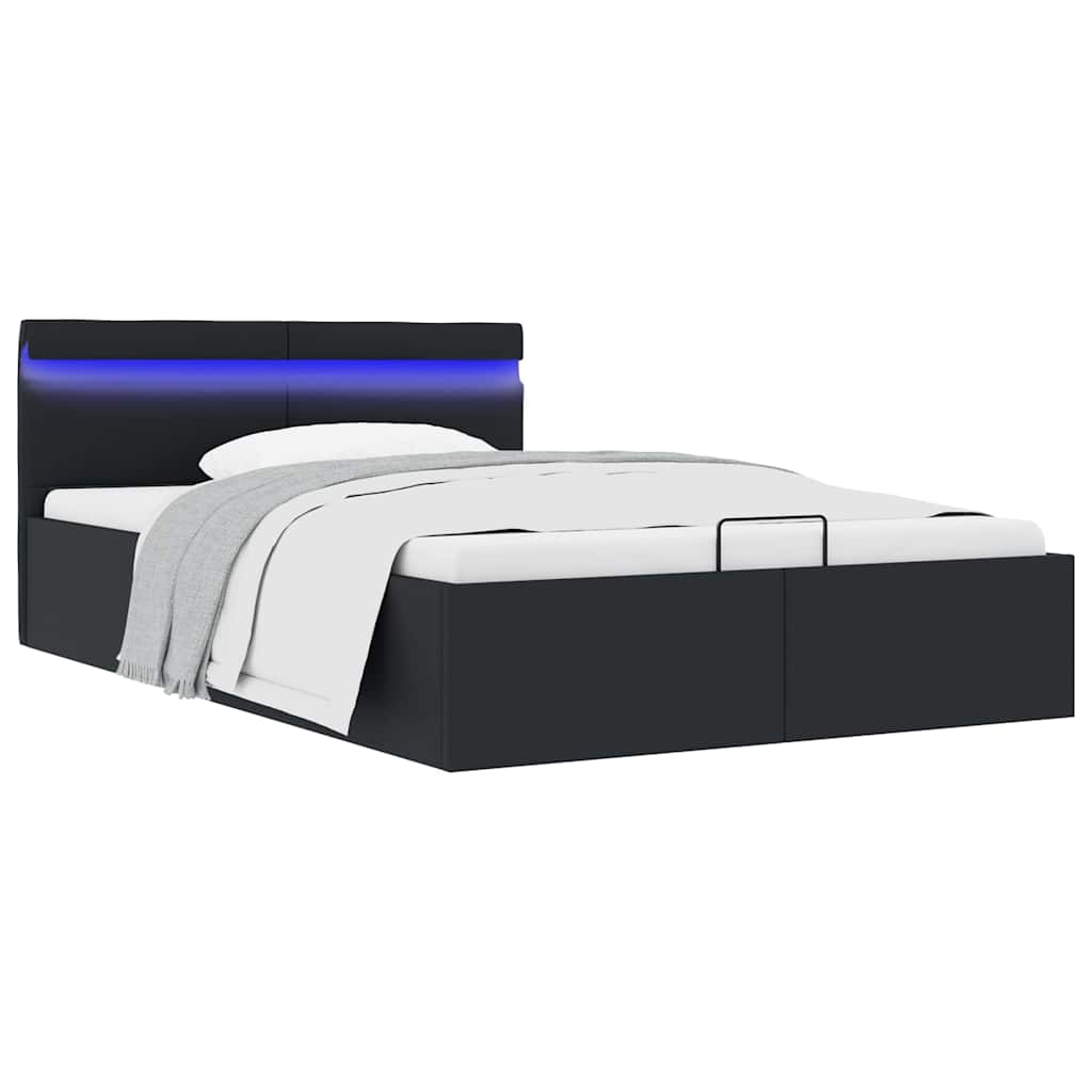 Cadre de lit à rangement hydraulique sans matelas avec LED noir - XIOS