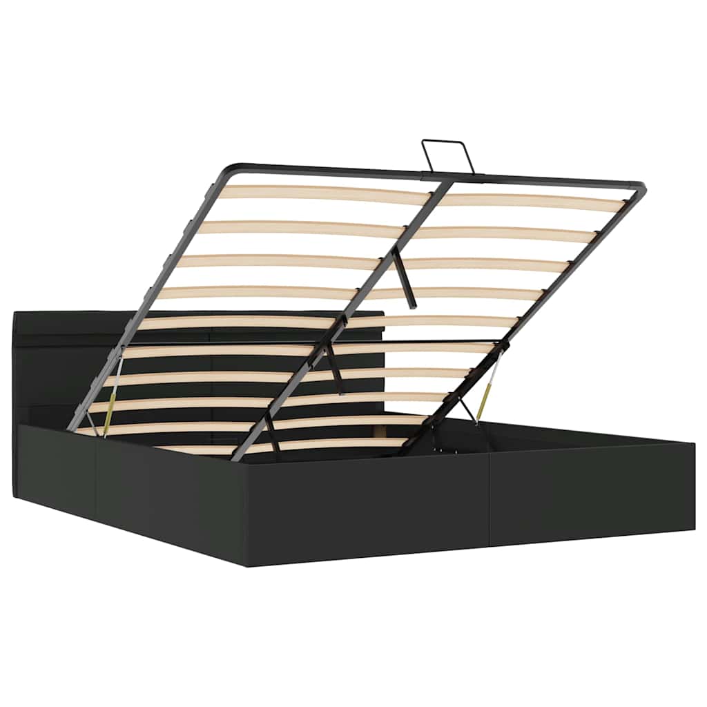 Cadre de lit à rangement hydraulique sans matelas avec LED noir - XIOS