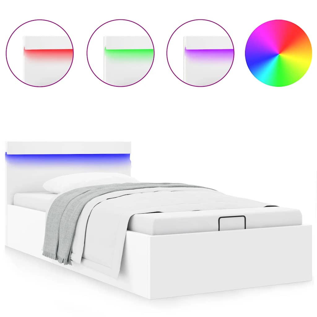 Cadre de lit à rangement hydraulique sans matelas avec LED - XIOS