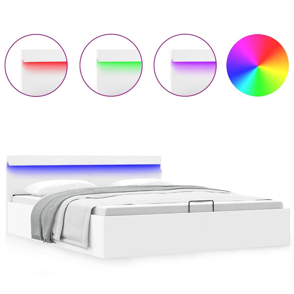 Cadre de lit à rangement hydraulique sans matelas avec LED - XIOS