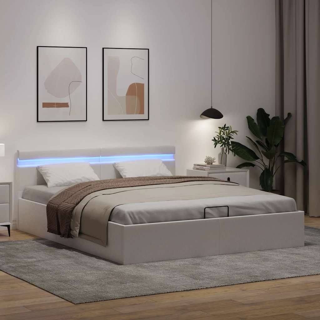 Cadre de lit à rangement hydraulique sans matelas avec LED - XIOS
