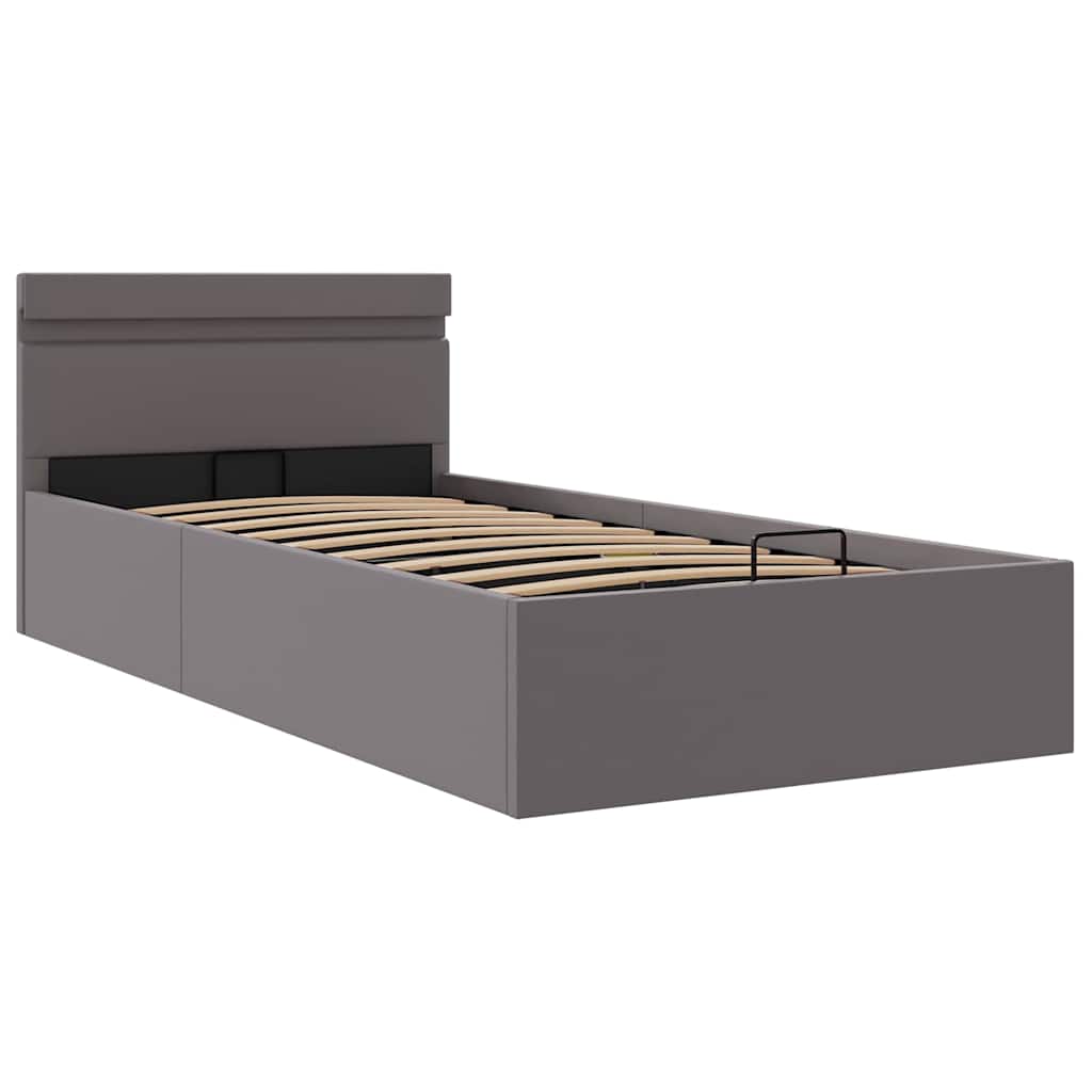Cadre de lit à rangement avec LED Gris Similicuir 100x200 cm - XIOS