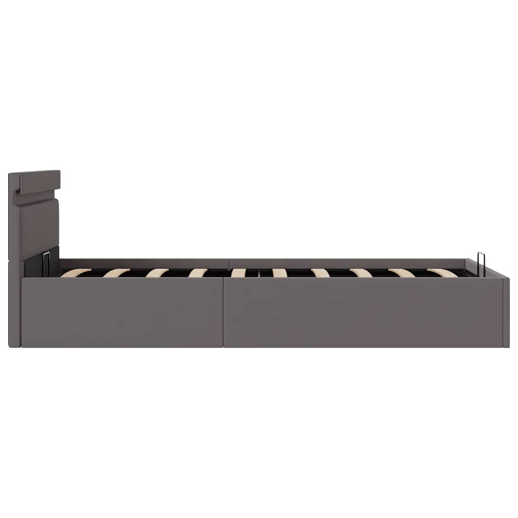 Cadre de lit à rangement avec LED Gris Similicuir 100x200 cm - XIOS
