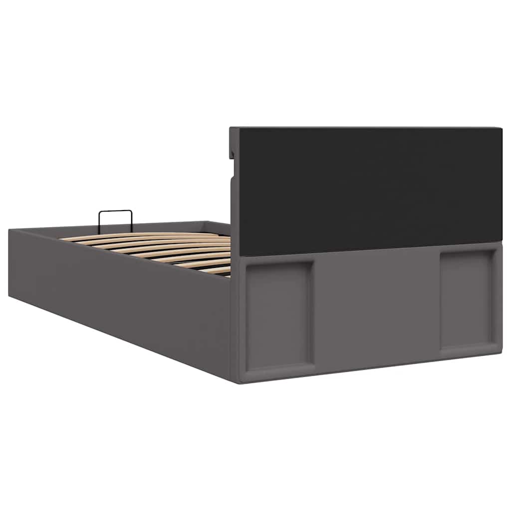 Cadre de lit à rangement avec LED Gris Similicuir 100x200 cm - XIOS