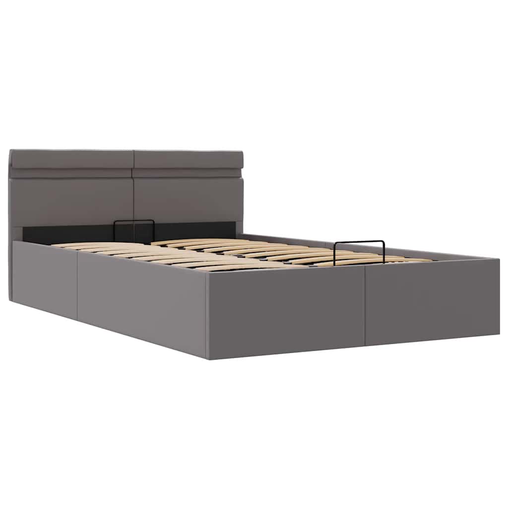 Cadre de lit à rangement hydraulique sans matelas avec LED gris - XIOS