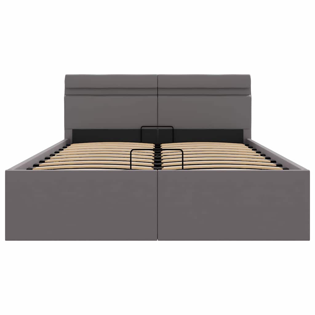 Cadre de lit à rangement hydraulique sans matelas avec LED gris - XIOS