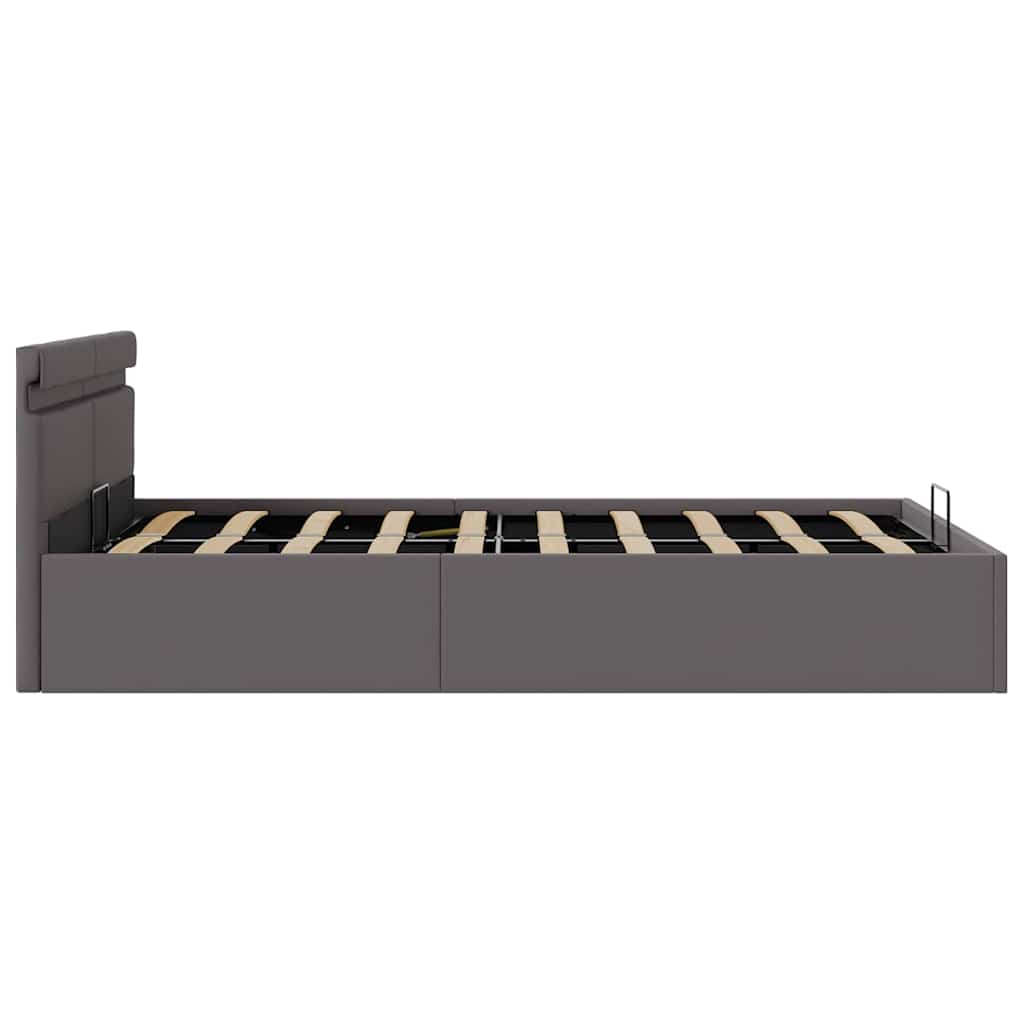 Cadre de lit à rangement hydraulique sans matelas avec LED gris - XIOS