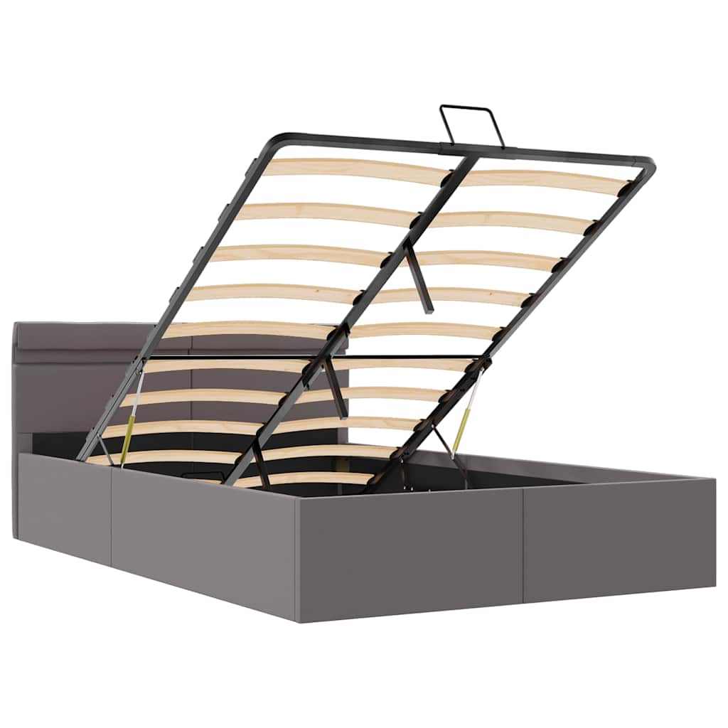 Cadre de lit à rangement hydraulique sans matelas avec LED gris - XIOS