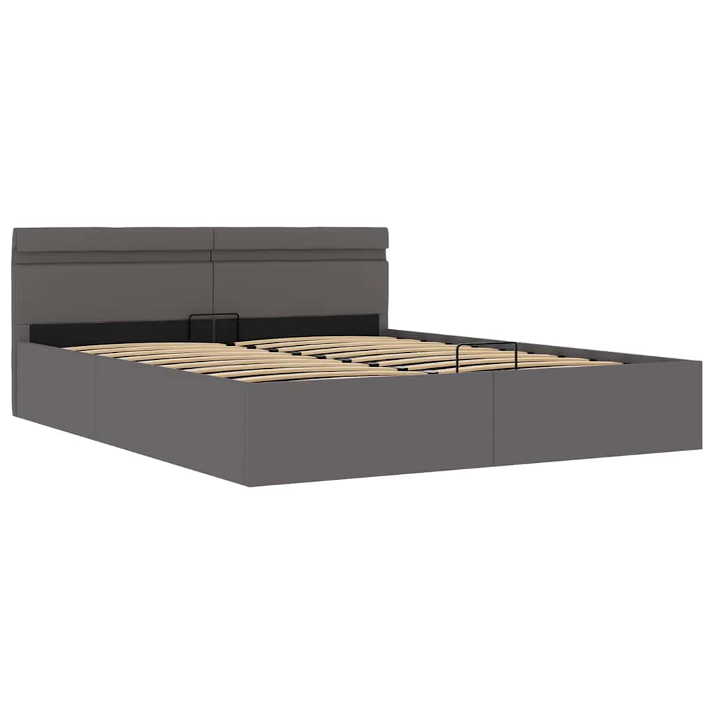 Cadre de lit à rangement avec LED gris similicuir 160x200 cm - XIOS