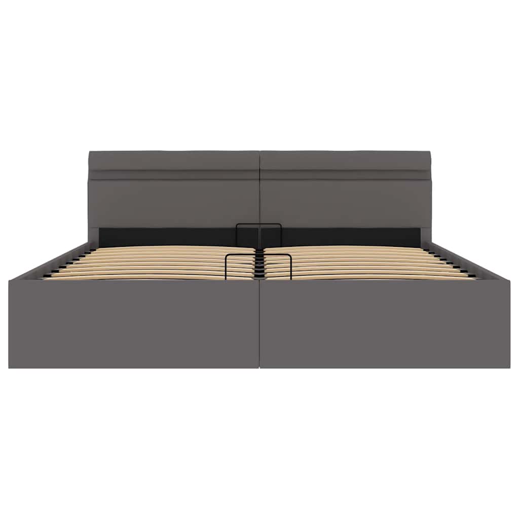 Cadre de lit à rangement avec LED gris similicuir 160x200 cm - XIOS