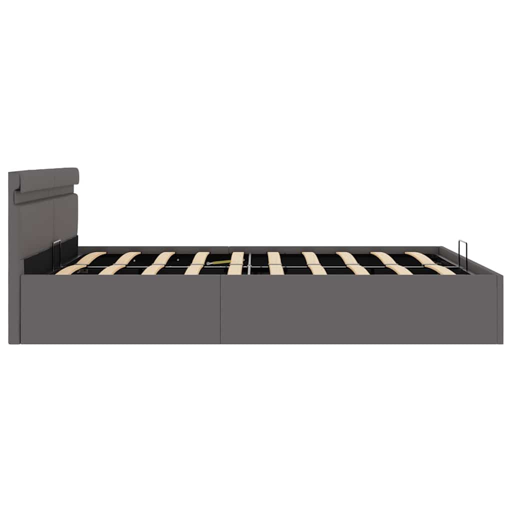 Cadre de lit à rangement avec LED gris similicuir 160x200 cm - XIOS