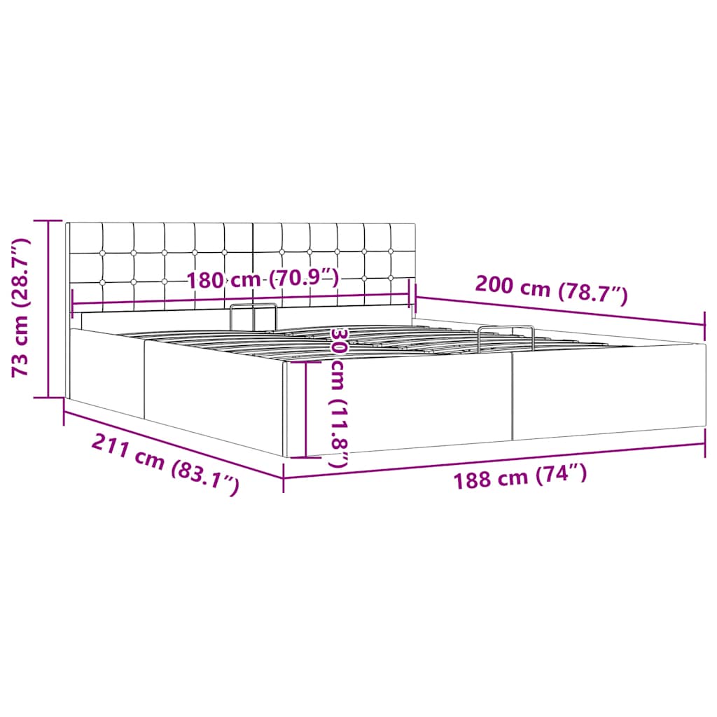 Cadre de lit à rangement hydraulique sans matelas 180x200 cm - XIOS