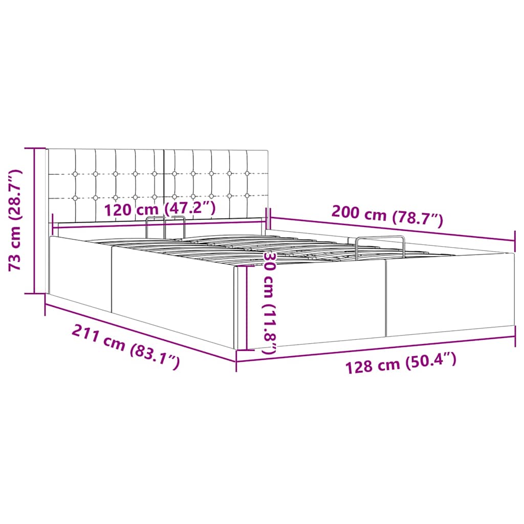 Cadre de lit à rangement hydraulique sans matelas 120x200 cm - XIOS
