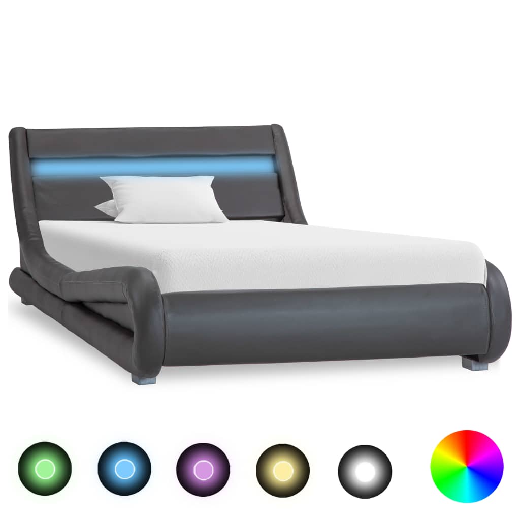 Cadre de lit avec LED sans matelas Gris Similicuir 100x200 cm - XIOS