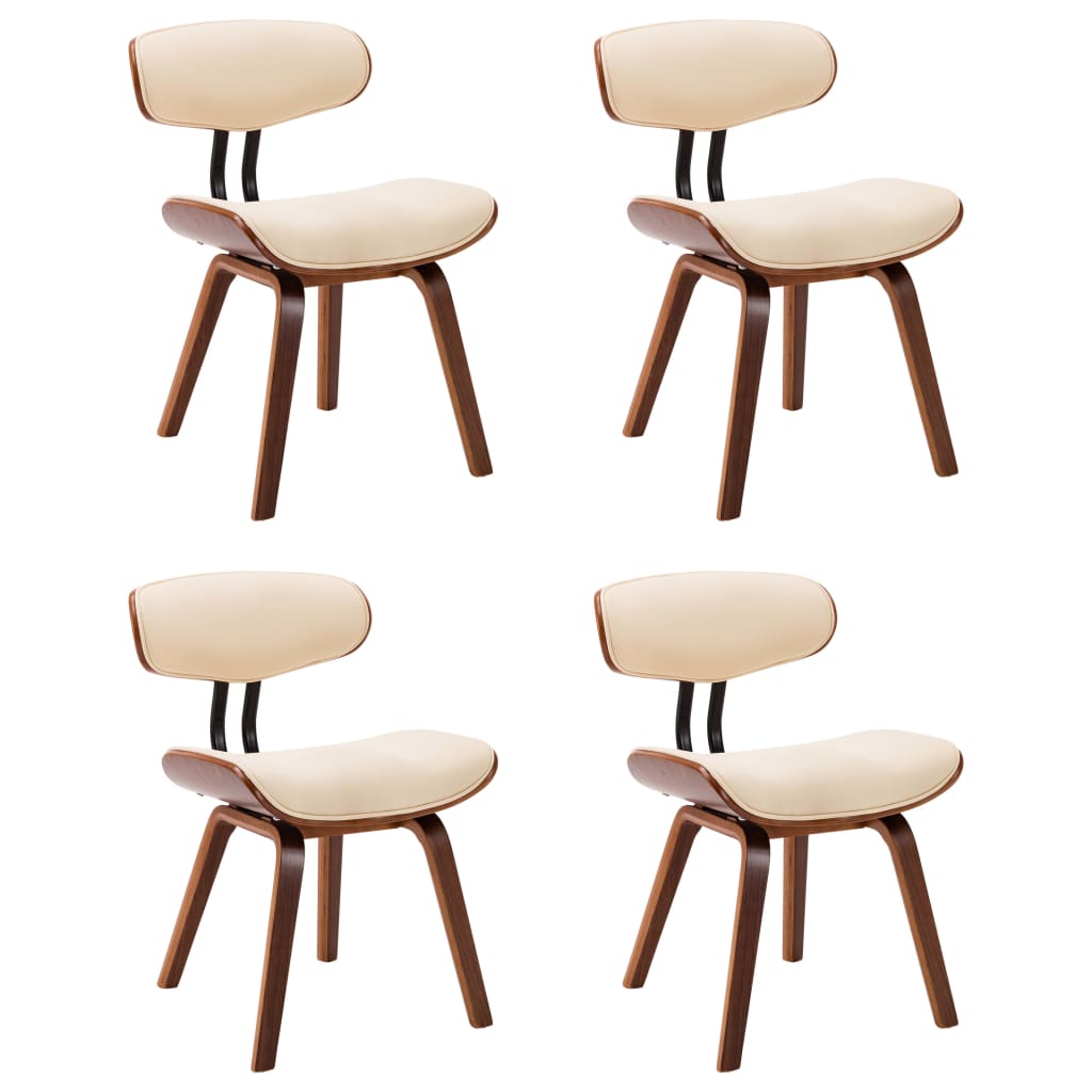 Chaises à manger lot de 4 crème bois courbé et similicuir - XIOS