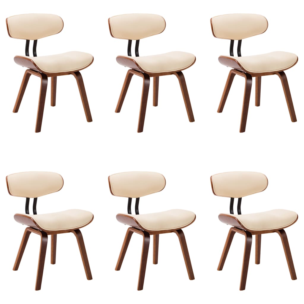 Chaises à manger lot de 6 crème bois courbé et similicuir - XIOS