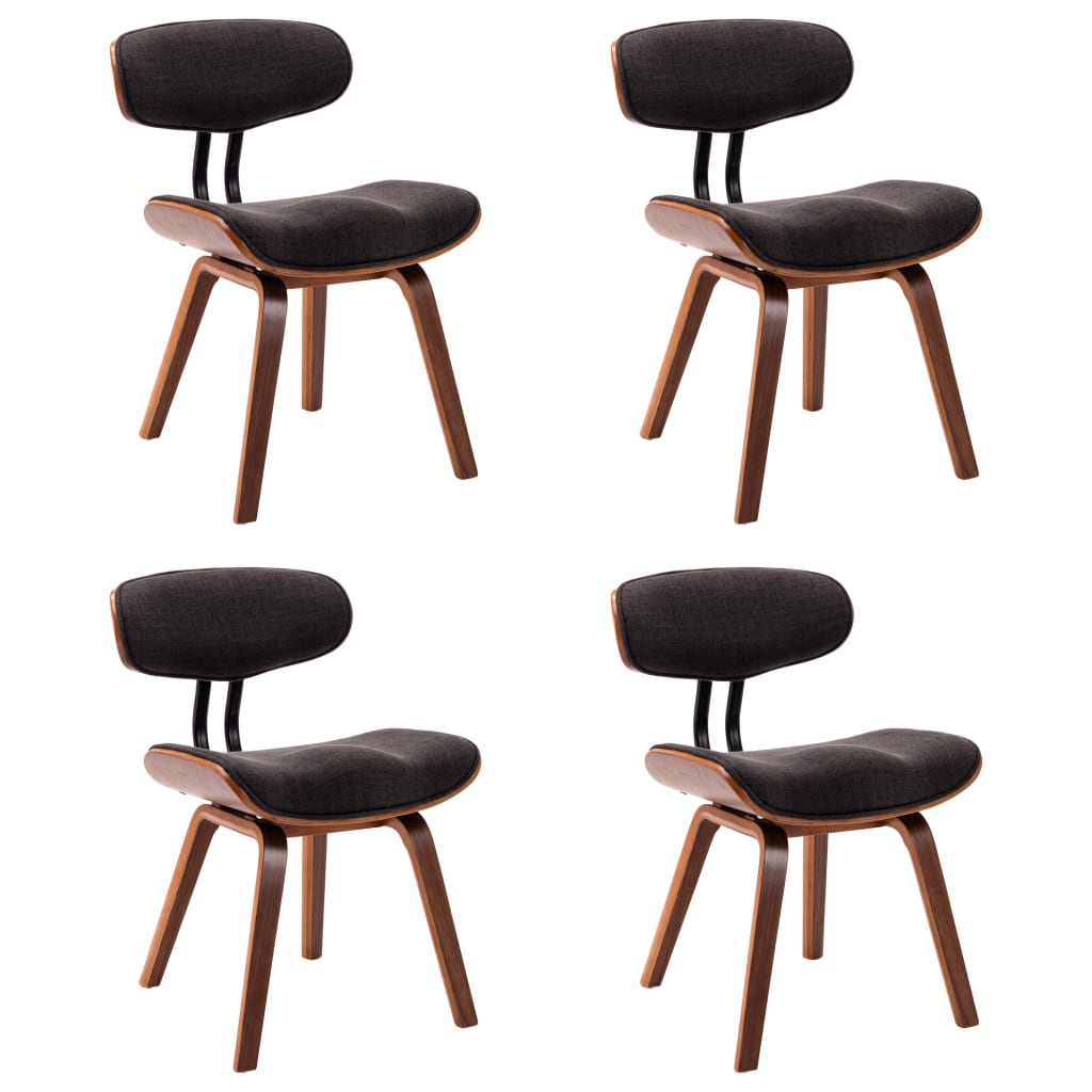 Chaises à manger lot de 4 gris bois courbé et tissu - XIOS