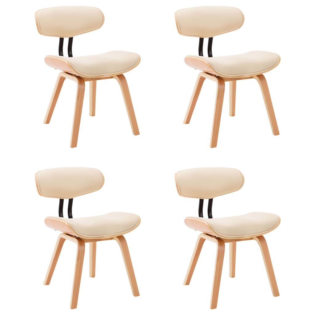 Chaises à manger lot de 4 crème bois courbé et similicuir - XIOS