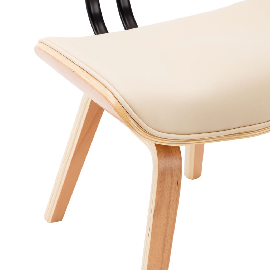 Chaises à manger lot de 4 crème bois courbé et similicuir - XIOS