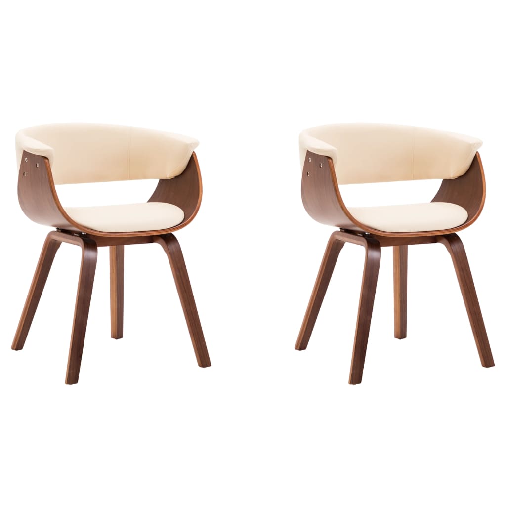 Chaises à manger lot de 2 crème bois courbé et similicuir - XIOS