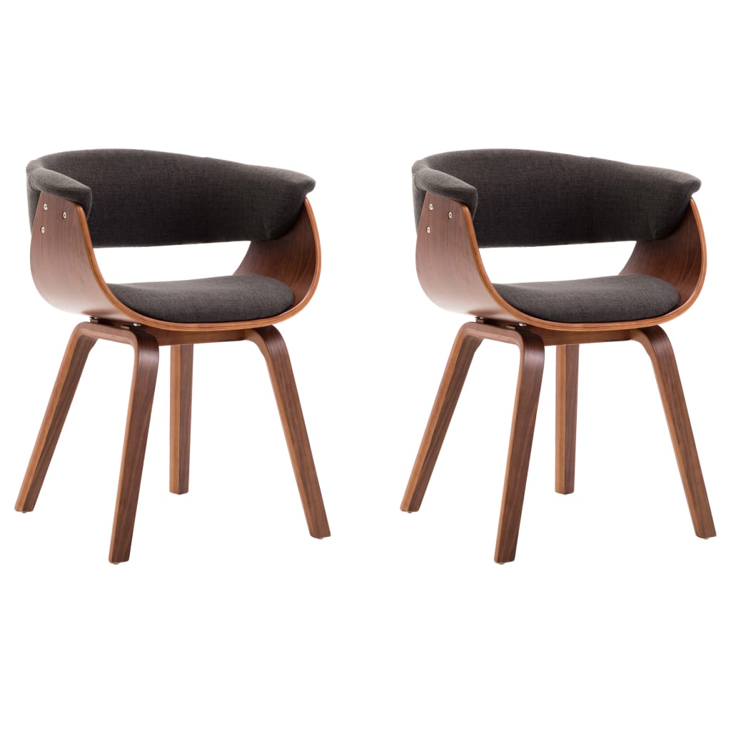 Chaises à manger lot de 2 gris bois courbé et tissu - XIOS