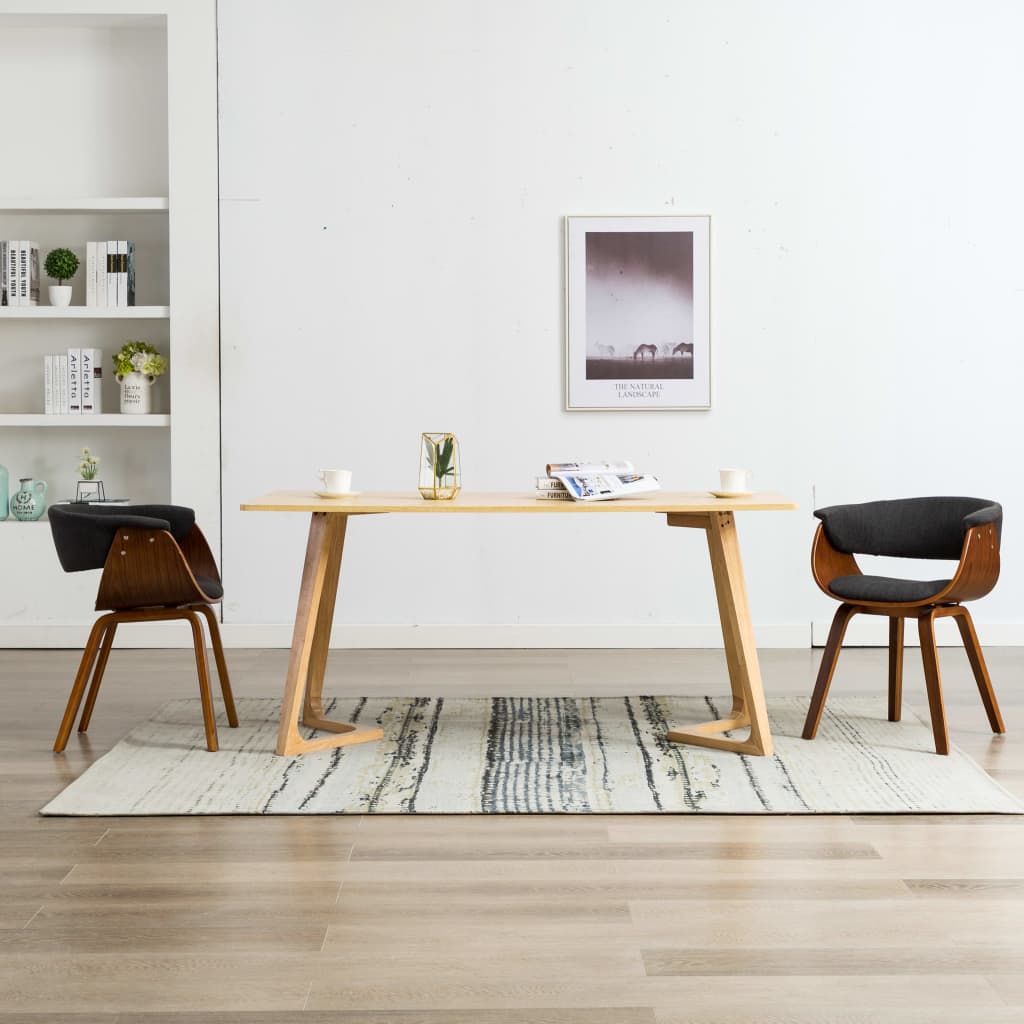 Chaises à manger lot de 2 gris bois courbé et tissu - XIOS