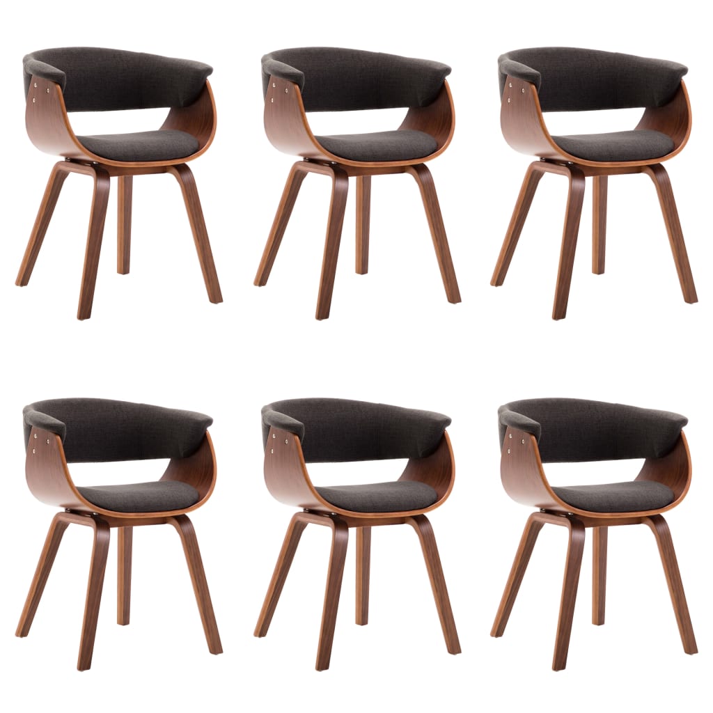 Chaises à manger lot de 6 gris bois courbé et tissu - XIOS