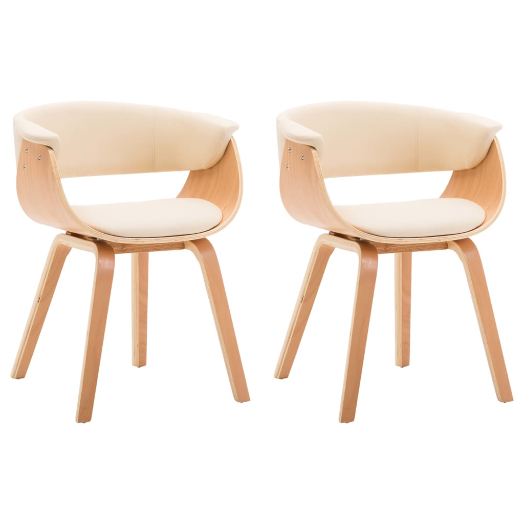 Chaises à manger lot de 2 crème bois courbé et similicuir - XIOS