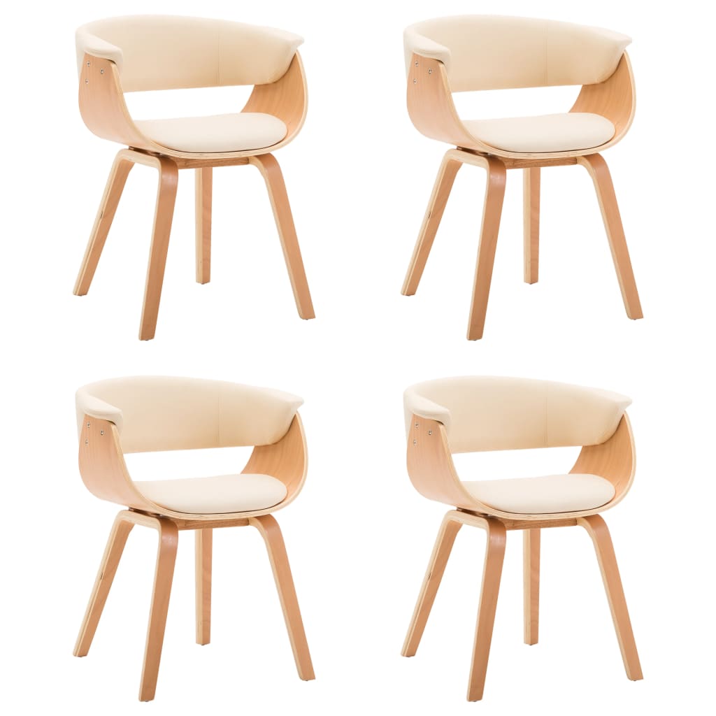 Chaises à manger lot de 4 crème bois courbé et similicuir - XIOS