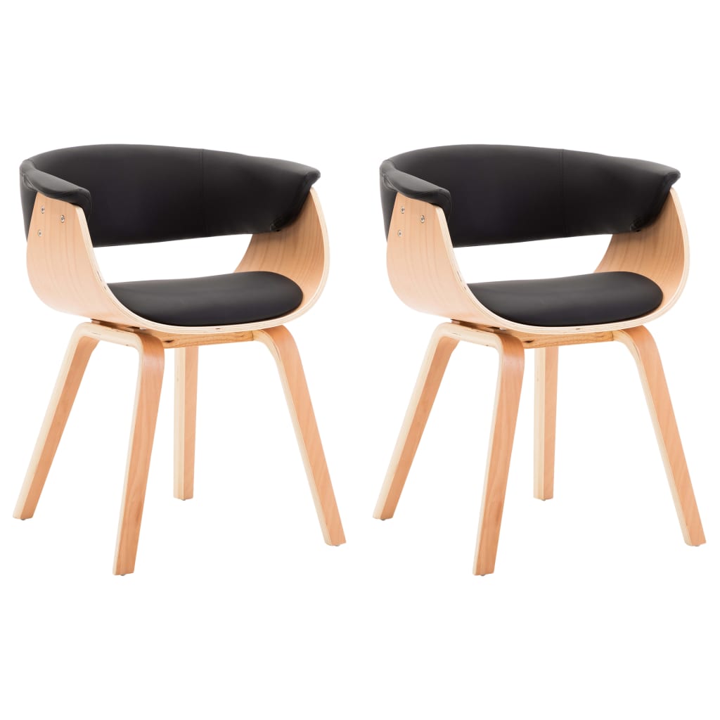 Chaises à manger lot de 2 noir bois courbé et similicuir - XIOS