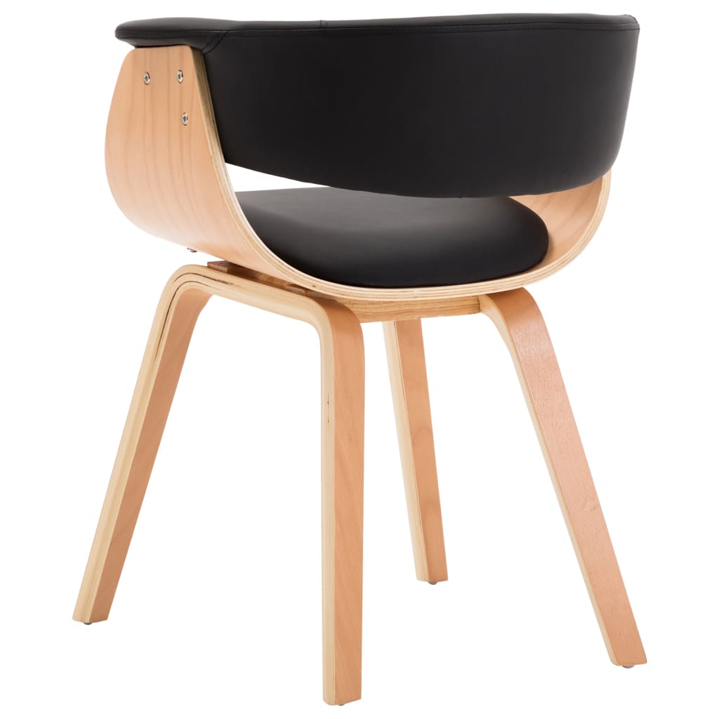 Chaises à manger lot de 2 noir bois courbé et similicuir - XIOS