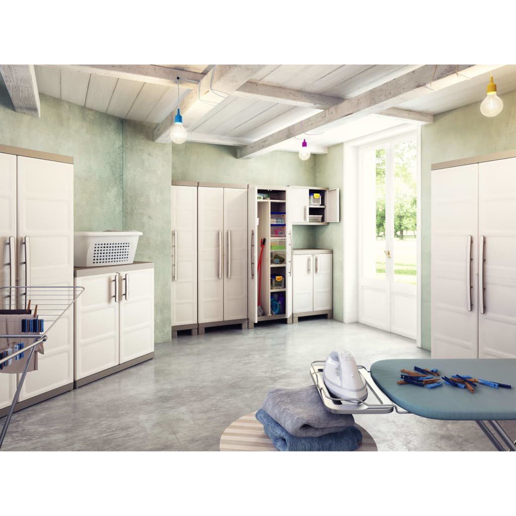 Armoire de rangement basse Excellence Beige et taupe 97 cm - XIOS