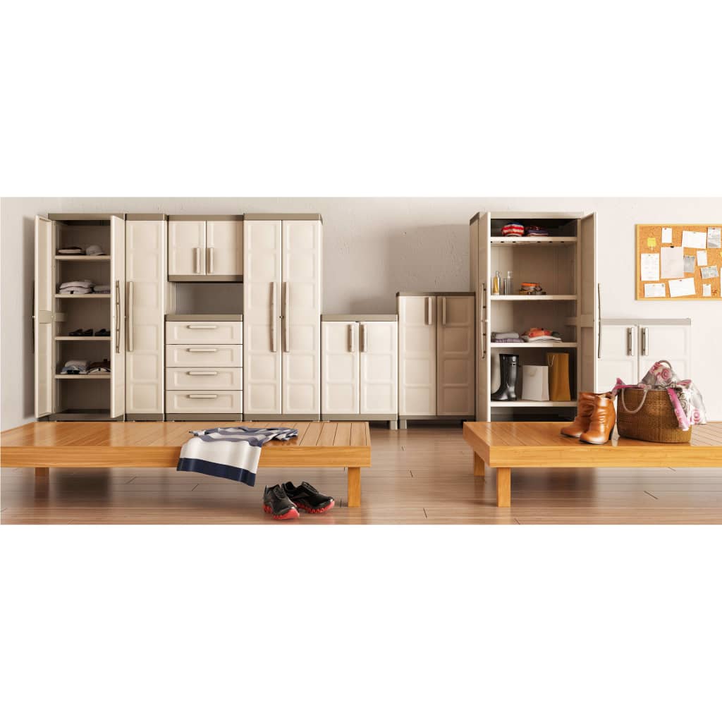 Armoire de rangement basse Excellence Beige et taupe 97 cm - XIOS