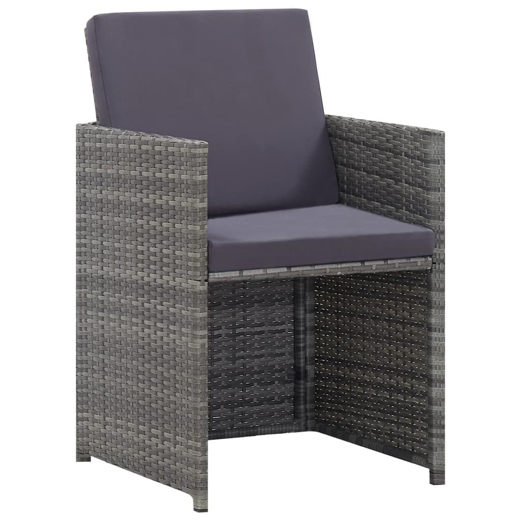 Ensemble à manger d'extérieur 5pcs Rotin bois acacia Anthracite - XIOS